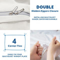 2000TC Microfibre Zipper Quilt Cover Set - 3 Piece, Raw White, Queen
