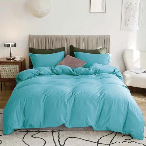 2000TC Microfibre Zipper Quilt Cover Set - 3 Piece, Ice Blue, Queen