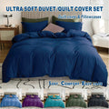2000TC Microfibre Zipper Quilt Cover Set - 3 Piece, Navy, Queen