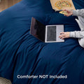 2000TC Microfibre Zipper Quilt Cover Set - 3 Piece, Navy, Queen