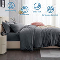 2000TC Microfibre Zipper Quilt Cover Set - 3 Piece, Dark Gray, Queen