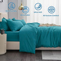 2000TC Microfibre Zipper Quilt Cover Set - 3 Piece, Biscay Blue, Queen