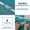 2000TC Microfibre Zipper Quilt Cover Set - 3 Piece, Biscay Blue, Queen