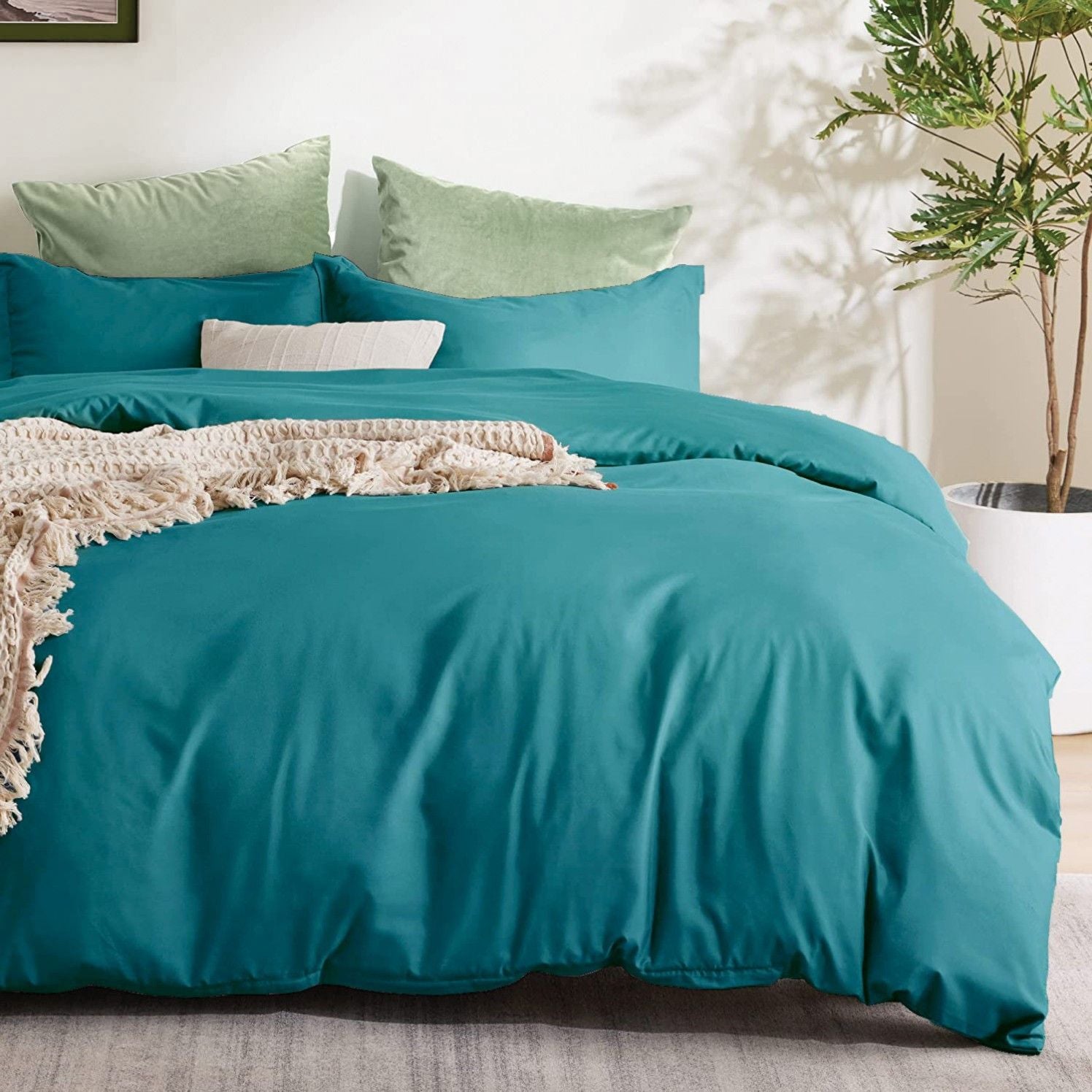 2000TC Microfibre Zipper Quilt Cover Set - 3 Piece, Biscay Blue, Queen