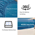 3 Piece 2000TC Microfibre 40cm Deep Pocket Fitted Sheet Set with Pillowcases - Ocean Queen