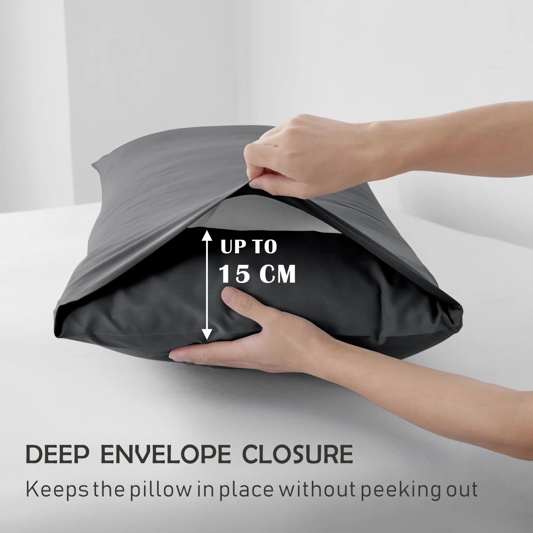 3 Piece 2000TC Microfibre 40cm Deep Pocket Fitted Sheet Set with Pillowcases - Dark Gray Queen