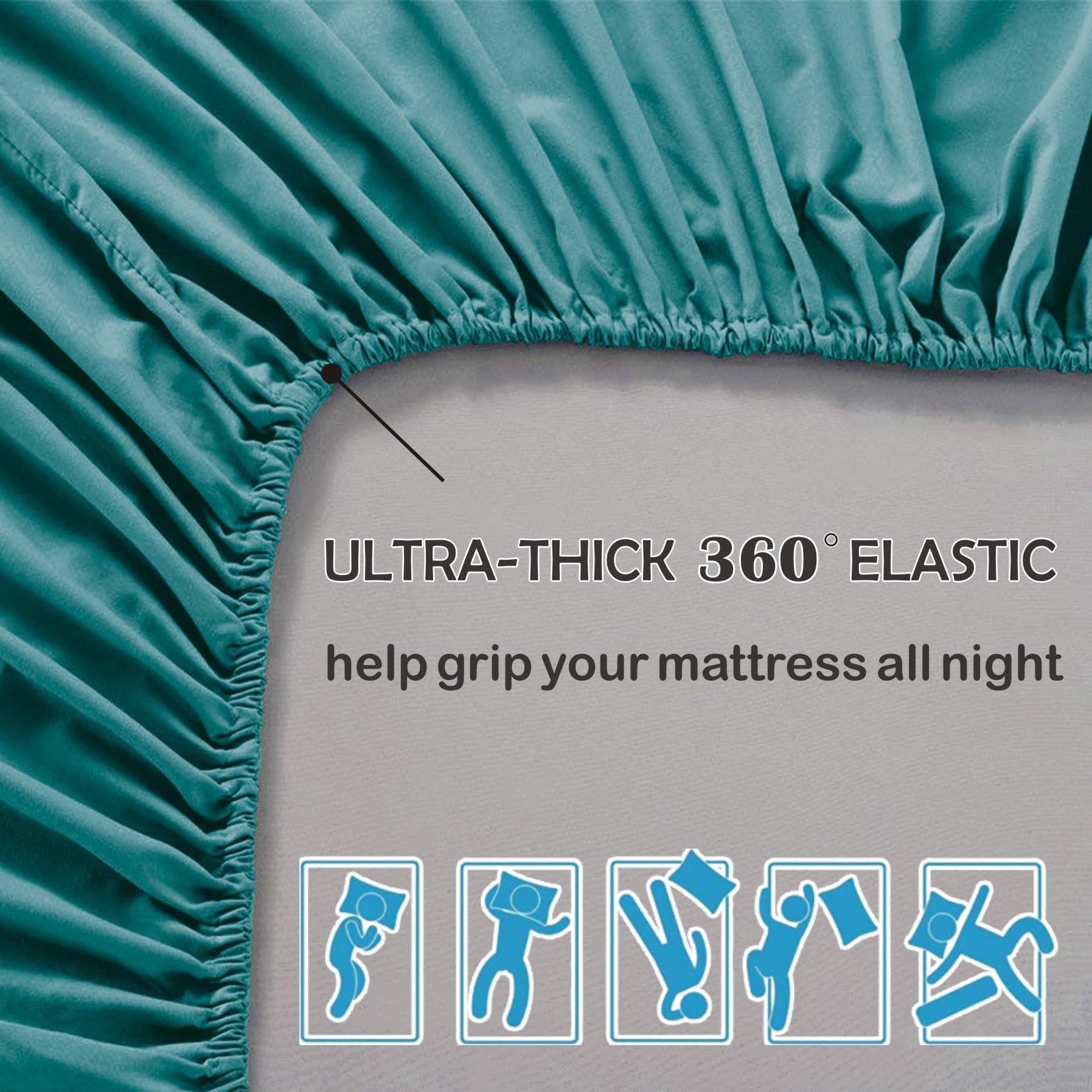 3 Piece 2000TC Microfibre 40cm Deep Pocket Fitted Sheet Set with Pillowcases - Biscay Blue Queen