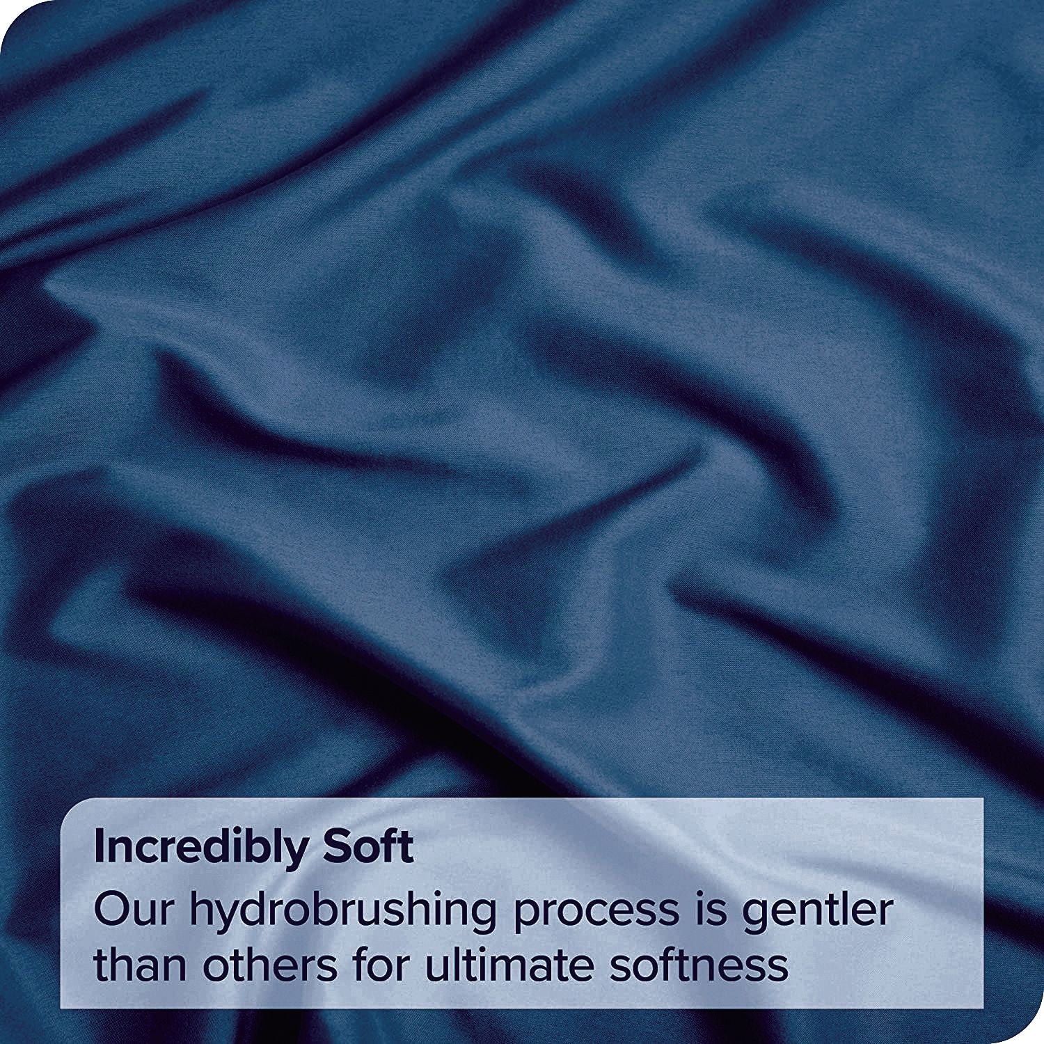 2000TC Microfibre Deep Pocket Bed Sheet Set - 4 Piece, Navy, Queen