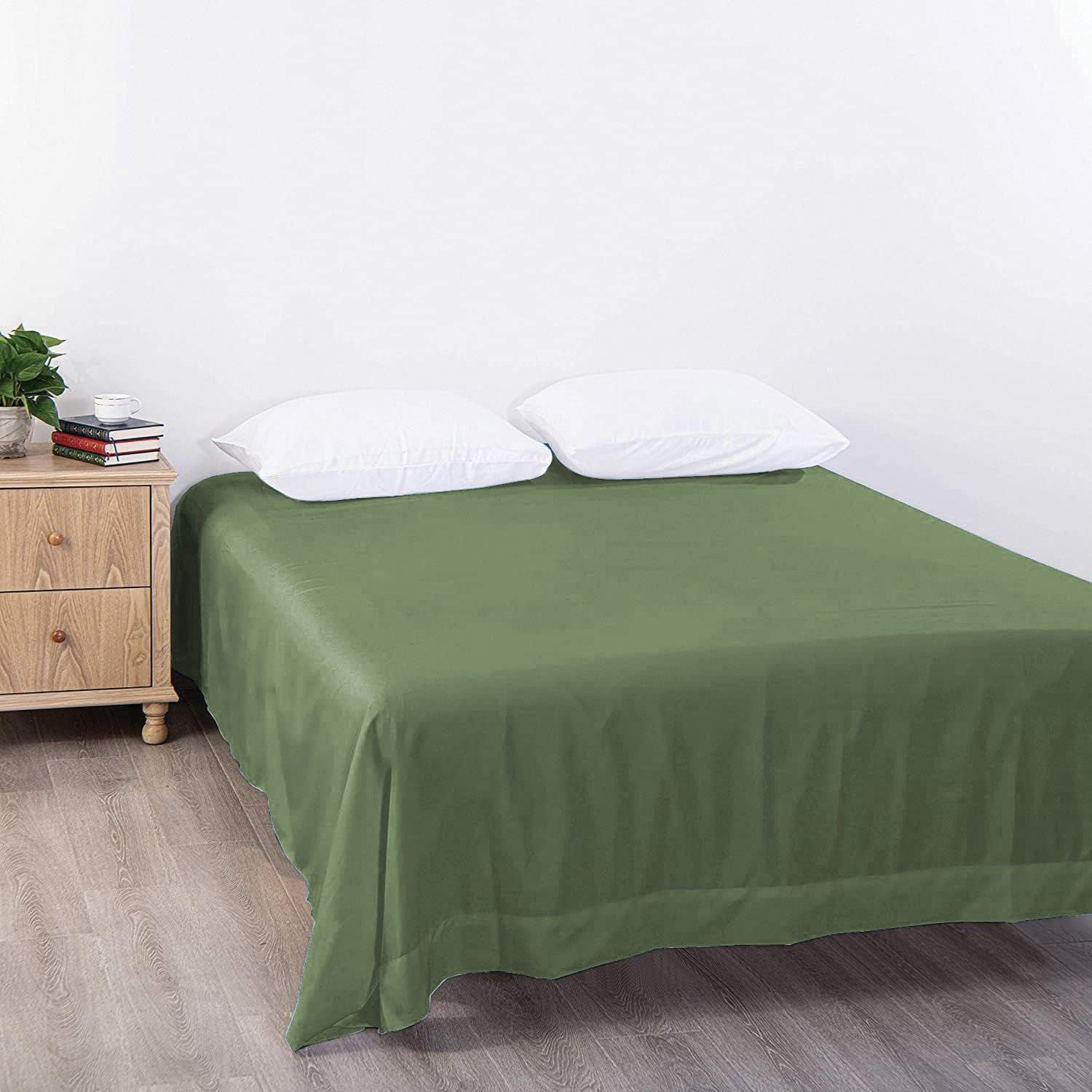 Elegant Comfort 1 Piece Olive Green 2000 Thread Count Microfiber Flat Sheet - Queen