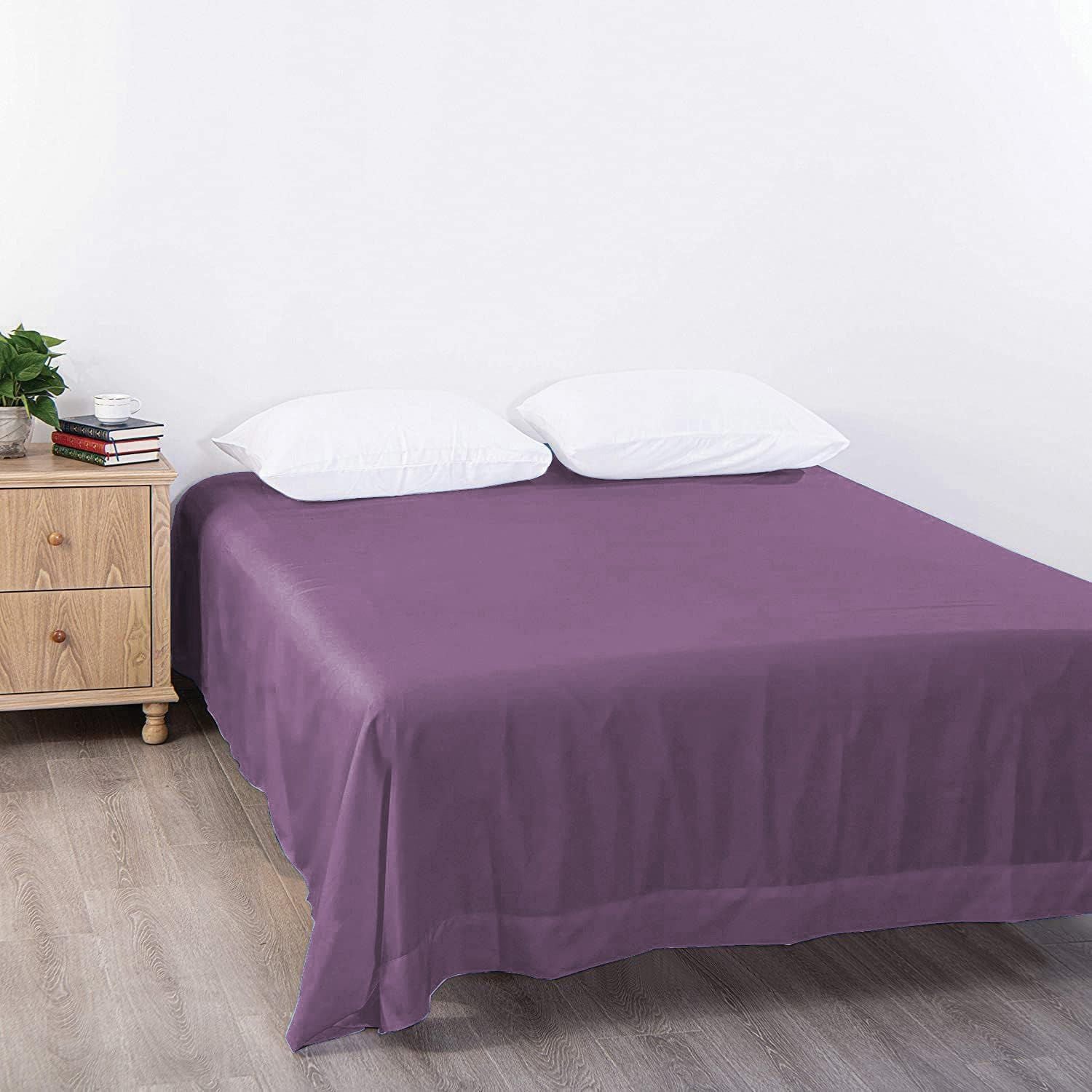 Elegant Comfort 1 Piece Purple 2000 Thread Count Microfiber Flat Sheet - Queen