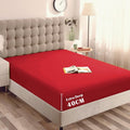 Hotel Quality 1 Piece Red Microfiber 40cm Deep Pocket Fitted Sheet - Queen