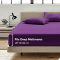 Hotel Quality 1 Piece Purple Microfiber 40cm Deep Pocket Fitted Sheet - Queen