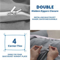 2000TC Microfibre Zipper Quilt Cover Set - 2 Piece, Grey, Single