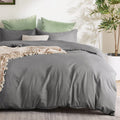 2000TC Microfibre Zipper Quilt Cover Set - 2 Piece, Grey, Single