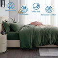 2000TC Microfibre Zipper Quilt Cover Set - 2 Piece, Olive Green, Single