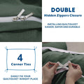 2000TC Microfibre Zipper Quilt Cover Set - 2 Piece, Olive Green, Single