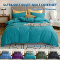 2000TC Microfibre Zipper Quilt Cover Set - 2 Piece, Biscay Blue, Single