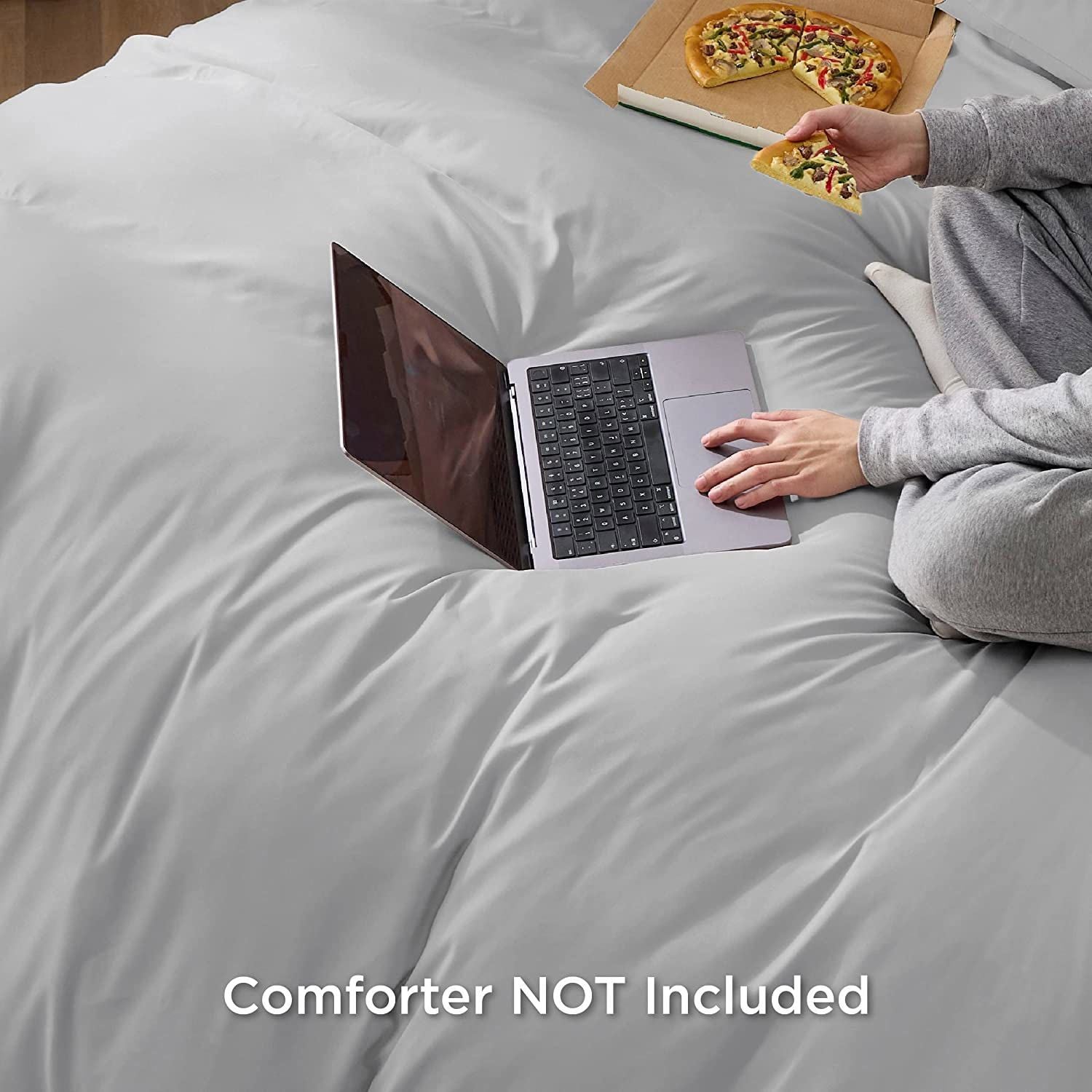 2000TC Microfibre Zipper Quilt Cover Set - 2 Piece, Silver Gray, Single