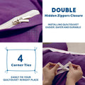 2000TC Microfibre Zipper Quilt Cover Set - 2 Piece, Purple, Single