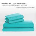 2 Piece 2000TC Microfibre 40cm Deep Pocket Fitted Sheet Set with Pillowcase - Ice Blue Single