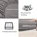 2 Piece 2000TC Microfibre 40cm Deep Pocket Fitted Sheet Set with Pillowcase - Grey Single
