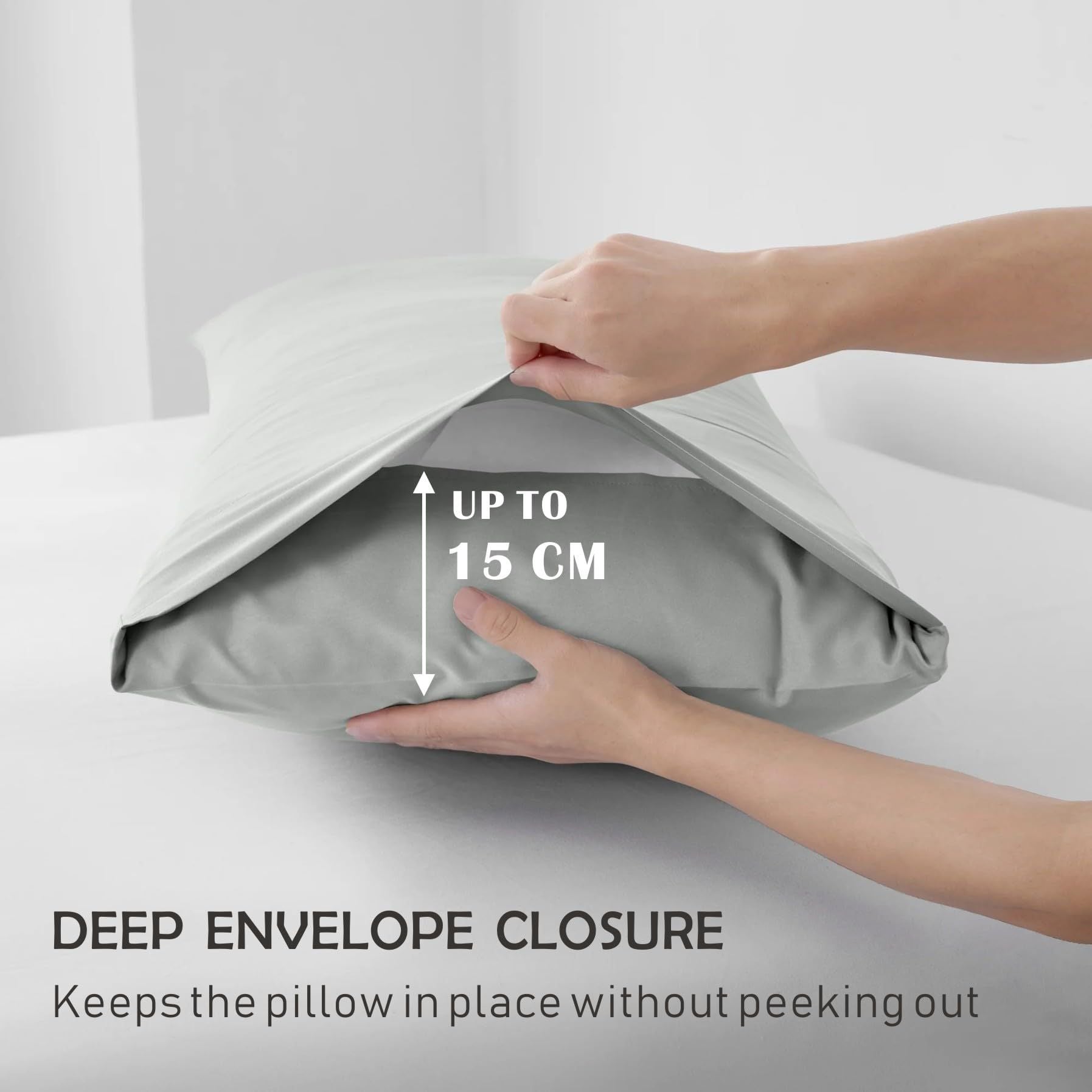 2 Piece 2000TC Microfibre 40cm Deep Pocket Fitted Sheet Set with Pillowcase - Silver Gray Single