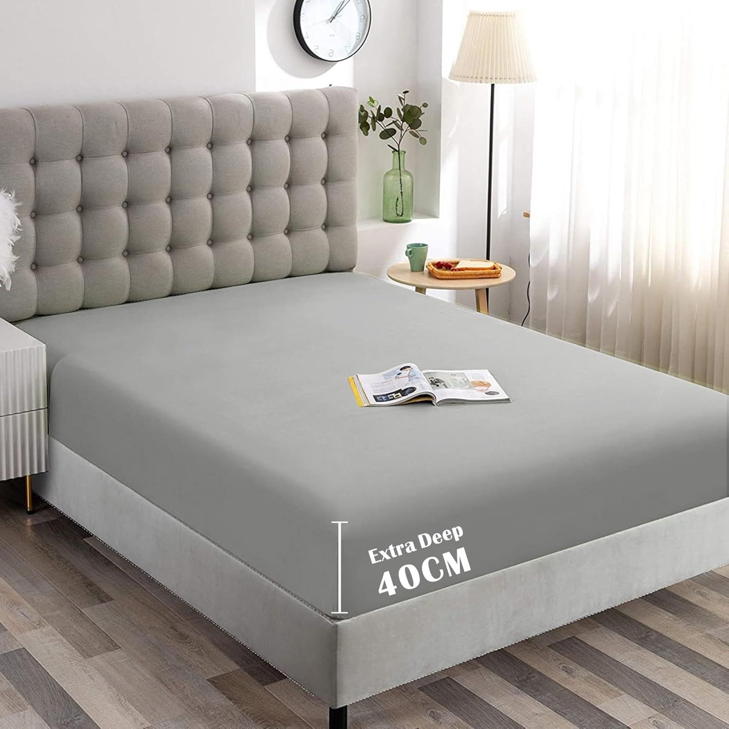 Hotel Quality 1 Piece Silver Gray Microfiber 40cm Deep Pocket Fitted Sheet - Single