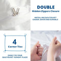 2000TC Microfibre Zipper Quilt Cover Set - 3 Piece, White, Super King