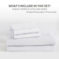 2000TC Microfibre Zipper Quilt Cover Set - 3 Piece, White, Super King