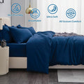 2000TC Microfibre Zipper Quilt Cover Set - 3 Piece, Navy, Super King