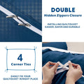 2000TC Microfibre Zipper Quilt Cover Set - 3 Piece, Navy, Super King