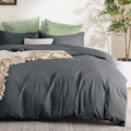 2000TC Microfibre Zipper Quilt Cover Set - 3 Piece, Dark Gray, Super King