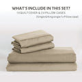 2000TC Microfibre Zipper Quilt Cover Set - 3 Piece, Camel Beige, Super King
