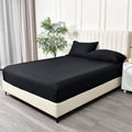 3 Piece 2000TC Microfibre 40cm Deep Pocket Fitted Sheet Set with Pillowcases - Black Super King