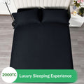 3 Piece 2000TC Microfibre 40cm Deep Pocket Fitted Sheet Set with Pillowcases - Black Super King