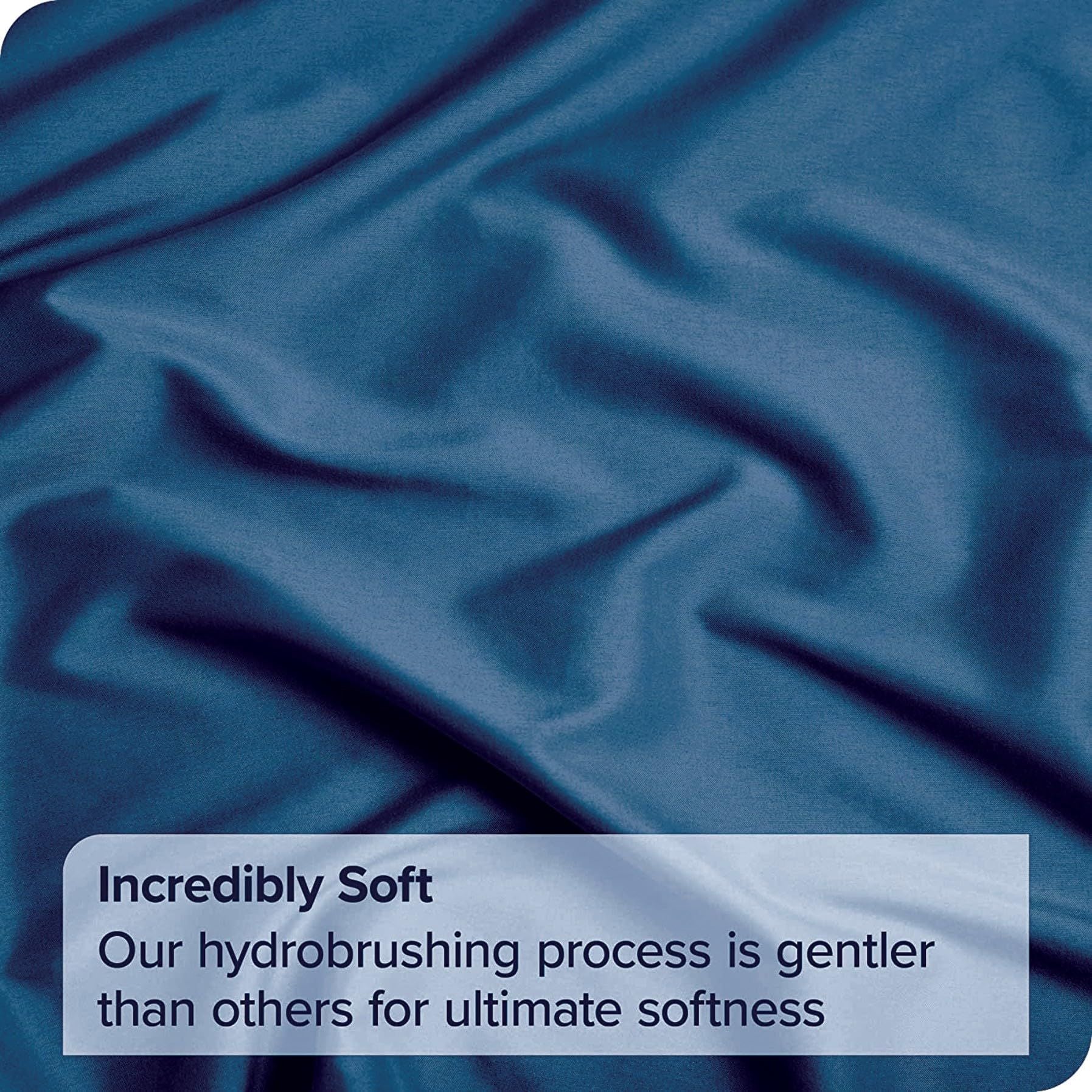 3 Piece 2000TC Microfibre 40cm Deep Pocket Fitted Sheet Set with Pillowcases - Navy Super King