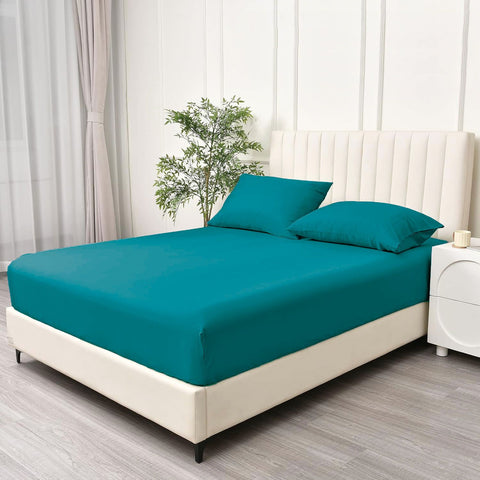 3 Piece 2000TC Microfibre 40cm Deep Pocket Fitted Sheet Set with Pillowcases - Biscay Blue Super King