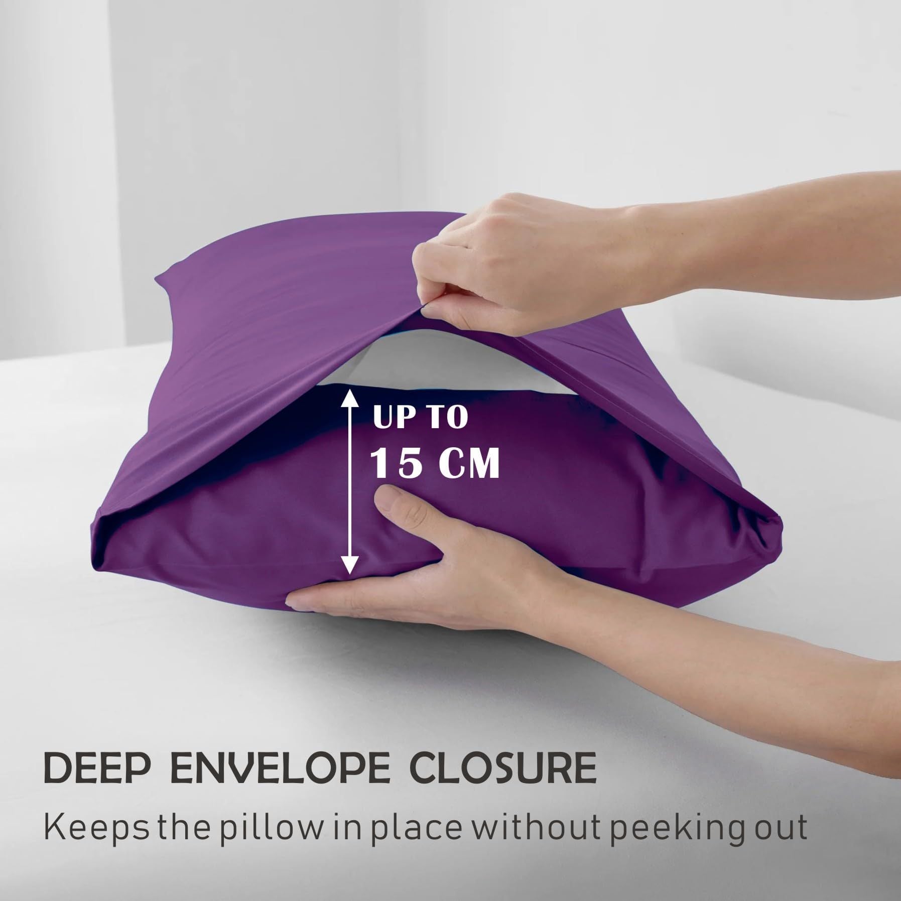 3 Piece 2000TC Microfibre 40cm Deep Pocket Fitted Sheet Set with Pillowcases - Purple Super King