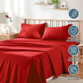 2000TC Microfibre Deep Pocket Bed Sheet Set - 4 Piece, Red, Super King