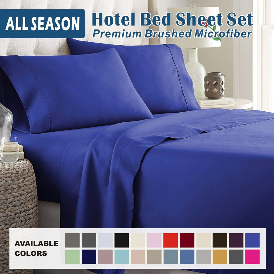 2000TC Microfibre Deep Pocket Bed Sheet Set - 4 Piece, Royal Blue, Super King