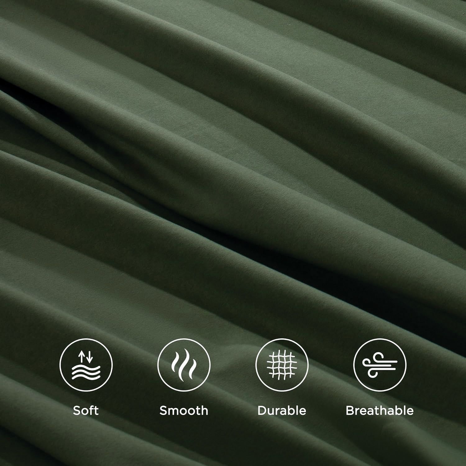 2000TC Microfibre Deep Pocket Bed Sheet Set - 4 Piece, Olive Green, Super King
