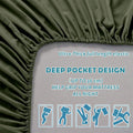 Hotel Quality 1 Piece Olive Green Microfiber 40cm Deep Pocket Fitted Sheet - Super King