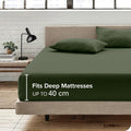 Hotel Quality 1 Piece Olive Green Microfiber 40cm Deep Pocket Fitted Sheet - Super King