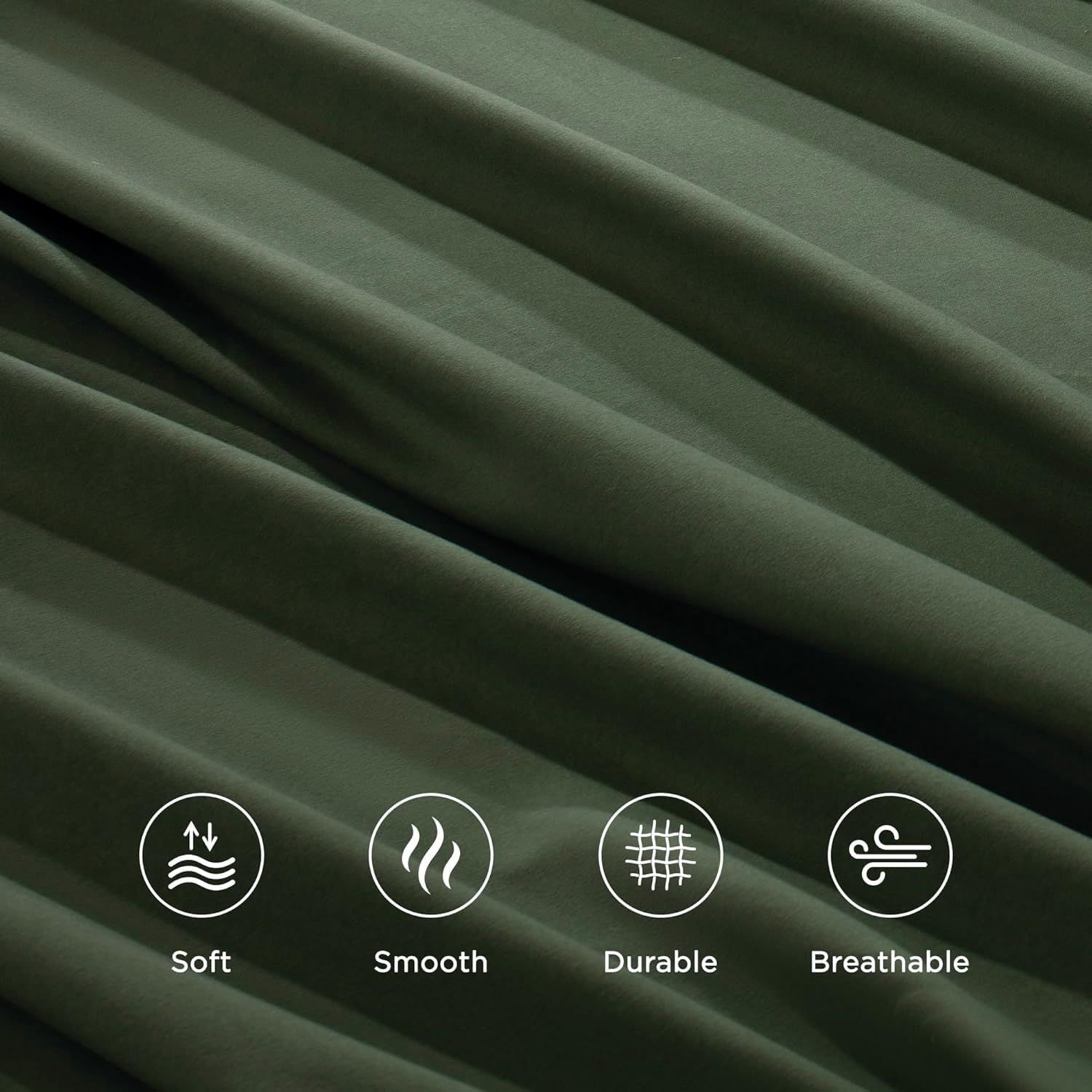 Hotel Quality 1 Piece Olive Green Microfiber 40cm Deep Pocket Fitted Sheet - Super King