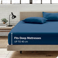 Hotel Quality 1 Piece Navy Microfiber 40cm Deep Pocket Fitted Sheet - Super King