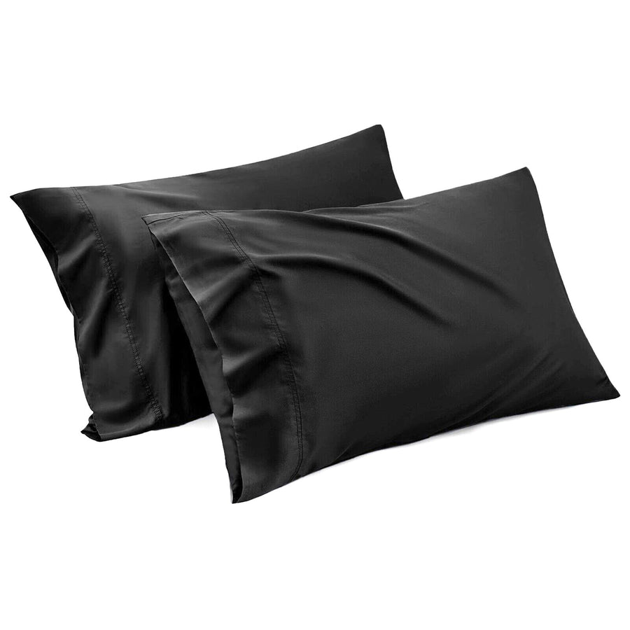 Premium 1000TC Microfiber Standard Pillowcases – Black 2 Pack, Envelope Closure 48 x 74cm