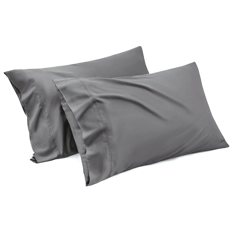 Premium 1000TC Microfiber Standard Pillowcases – Grey 2 Pack, Envelope Closure 48 x 74cm