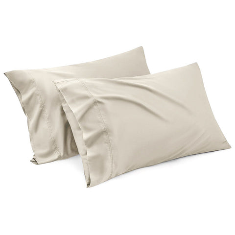 Premium 1000TC Microfiber Standard Pillowcases – Cream 2 Pack, Envelope Closure 48 x 74cm