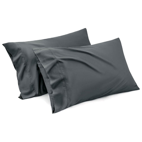 Premium 1000TC Microfiber Standard Pillowcases – Dark Grey 2 Pack, Envelope Closure 48 x 74cm