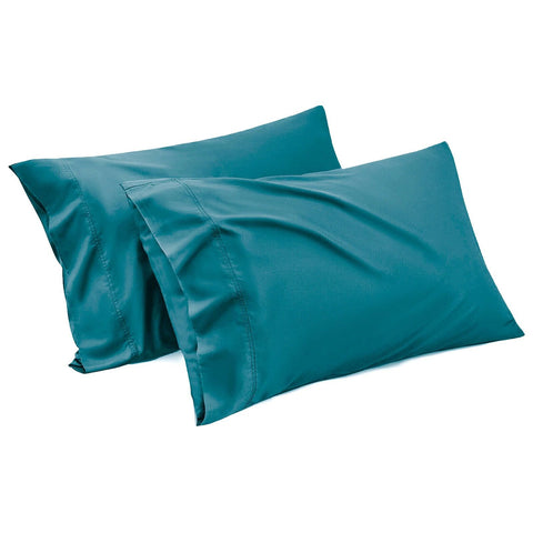 Premium 1000TC Microfiber Standard Pillowcases – Blue Green 2 Pack, Envelope Closure 48 x 74cm